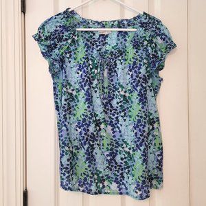 Old Navy Short Sleeve Blue Floral Peasant Style Top